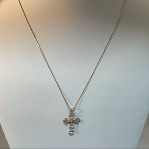 14KT SOLID GOLD chain with Cross & Genuine Diamond